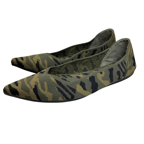 Steven Steve Madden Rosy Camo Pointed Toe Ballet Flats Women's 9 Reed Knit Shoes - Picture 1 of 13